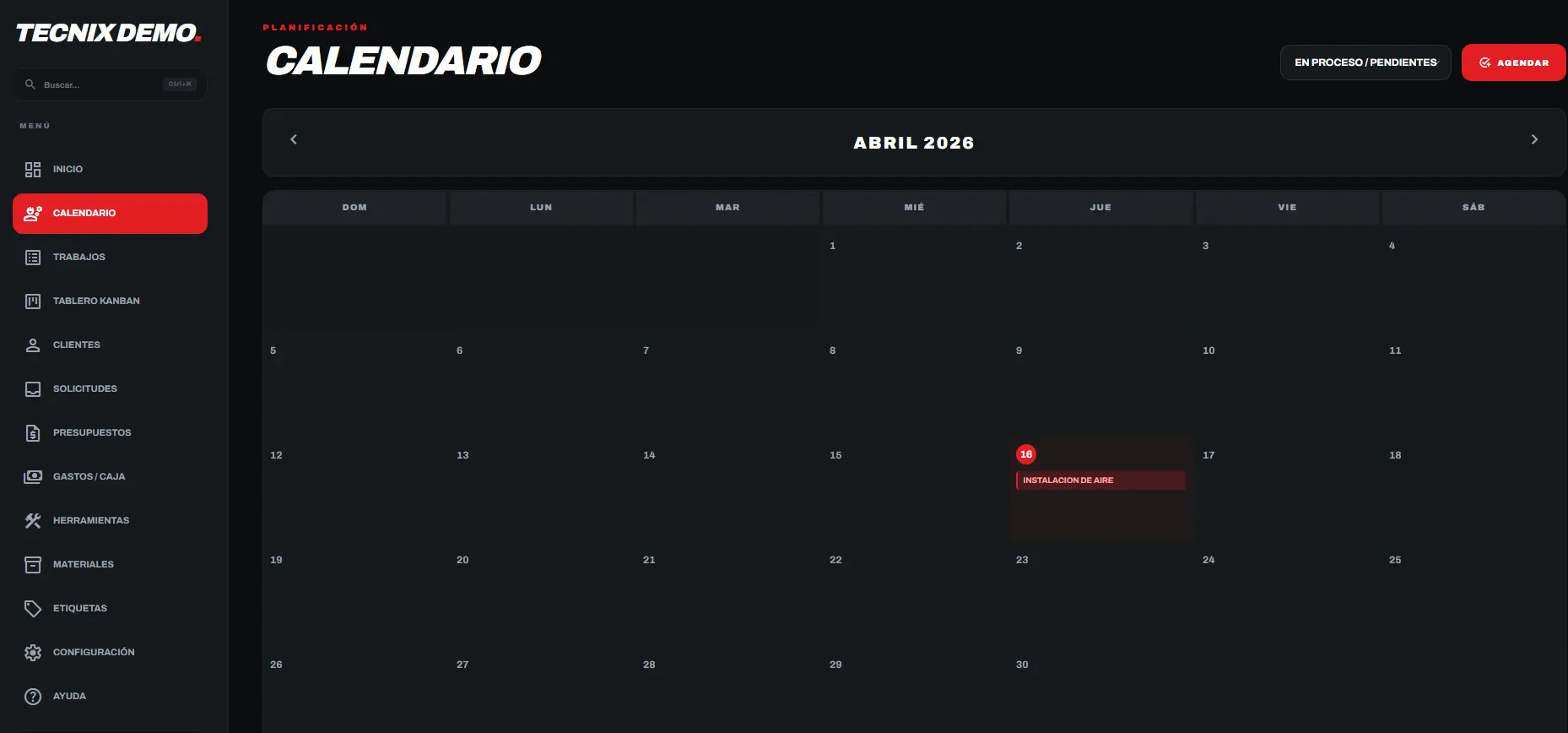 Agenda de Servicios